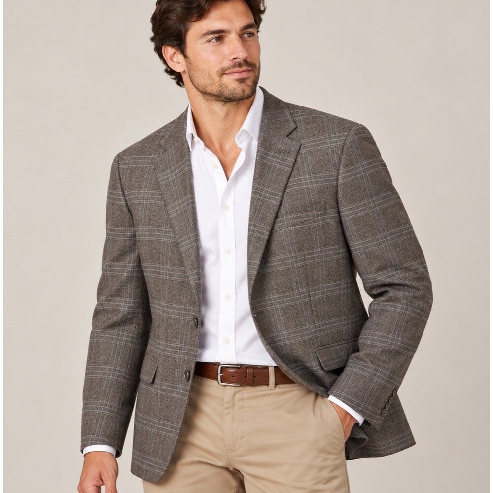 Peter Millar Blazer 46T Brown Plaid 100% Wool Nordstrom Canada Sport Coat Tall